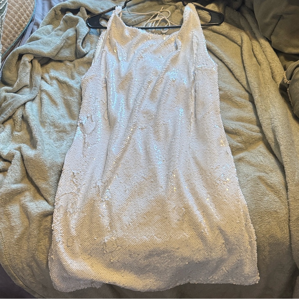 Meshki White Sequin Mini Dress